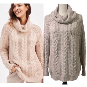 Haven Well Within Cowlneck Cable Knit Sweater in Smokey Taupe Sz. Small